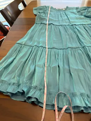 Umgee Blue Shimmer Ruffle Sleeve Tiered Dress thumbnail 8