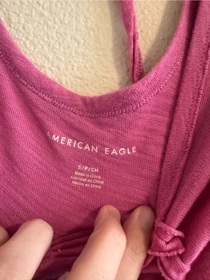 American Eagle Outfitters Fuchsia Peplum V-Neck Top thumbnail 2