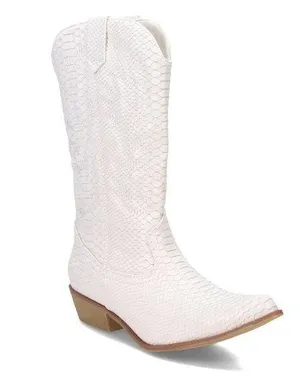 Coconuts by Matisse White Faux Snakeskin Cowboy Boots Nashville Gaucho 7 thumbnail 1