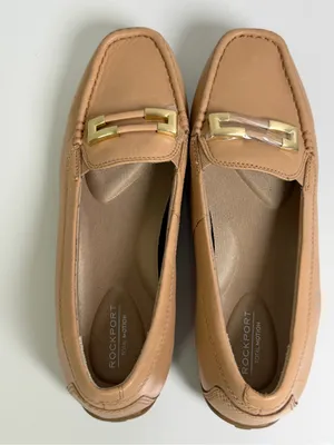 Rockport Women’s 7.5 M Total Motion Driver Tan Leather Preppy Loafers NWOT thumbnail 7