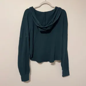 Aerie Waffle Way Back Hoodie Oversized Size Small Green Knit Lightweight Offline thumbnail 7
