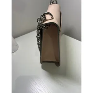 Pale Pink Vegan Faux Leather Chain Strap‎ Crossbody Bag Structured Flap Handbag thumbnail 7