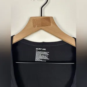 Helmut Lang Black Scoop Neck Bodycon Long Sleeves Basic Stapple Sz XS‎ thumbnail 4