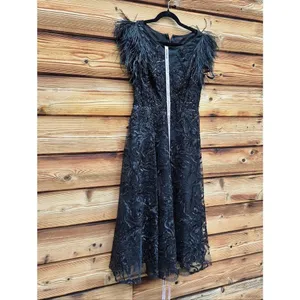 NW0T MAC DUGGAL 20400 Black Feather Shoulder Embellished Dress Size 8 thumbnail 7