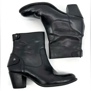 Frye‎ Jackie Zip Short Black Leather Ankle Boots Size 8.5B thumbnail 1