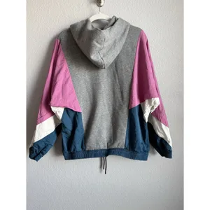 VTG 90s Nike Icon Clash Retro Color Block Pullover Hoodie Woman's XS Oversized thumbnail 6