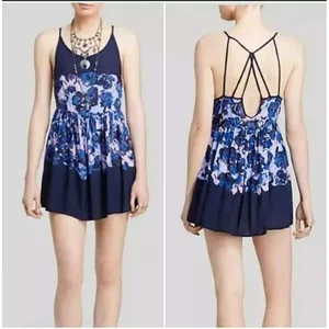 Free People Intimately Voile Slip Strappy Floral Print Dress in Midnight… thumbnail 2