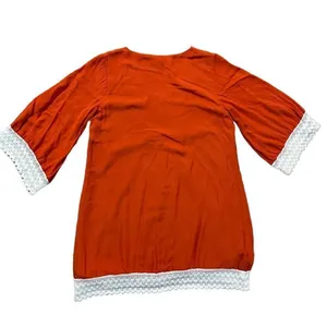 NWOT Entro Long Sleeve Dress‎ Lace Trim Rust Orange Small thumbnail 8