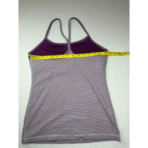 Lululemon Purple Striped Built-In Bra Tank Top Size 8 Shelf Bra Athletic thumbnail 7