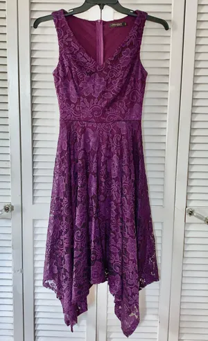 Plum Lace Asymmetrical Dress Purple thumbnail 1