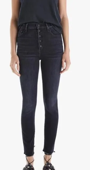 MOTHER The Pixie Swooner Ankle Fray Skinny Jeans WOMENS SZ 29 Thunder Road thumbnail 1
