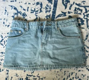 Edikted Light Wash Denim Skirt Mini thumbnail 1