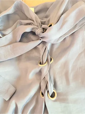 Forever 21 Dusty Blue Tie-Front Silky Slip Maxi Long Dress Small thumbnail 5
