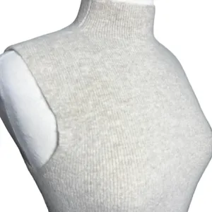 Women’s Cashmere Cream Mock Neck Sleeveless Sweater Knit Shell thumbnail 4