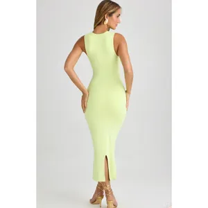 Oh Polly Ainslee Modal Square-Neck Bodycon Midi Dress in Matcha Green Size M thumbnail 10