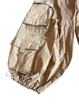 Cynthia Rowley Relaxed Nylon Cargo Pants Tan Khaki Loose Relaxed Fit Size 10 thumbnail 4