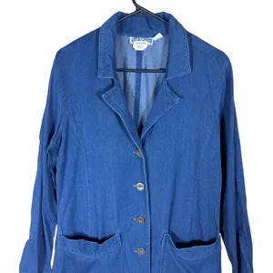 Gotcha Covered Vintage Denim Blazer Blue Rayon Cotton Pleated Back Made in USA S thumbnail 2
