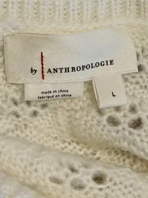 Anthropologie Women’s Collared Pointelle Button Front Cardigan Sweater Size L thumbnail 4