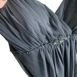 Vintage Bel Soie Black Strapless Beaded Empire Waist Floor Length Gown Size 8‎ thumbnail 5