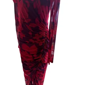 Taylor Women’s Purple/Red Long Sleeve Ruched Maxi Foral Dress, Size 4 thumbnail 8