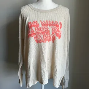 Aerie Waffle Knit Graphic Sweatshirt Do What Makes You Happy Size XL thumbnail 2