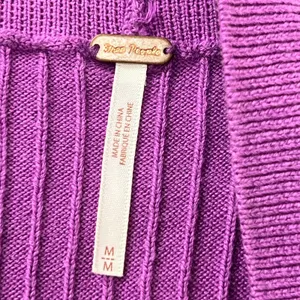 Free People Skyline‎ Women Medium Purple Ribbed Knit Front Slit Midi Skirt Boho thumbnail 5