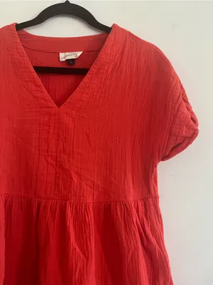 Universal Threads 100% Cotton Gauze Short Sleeve Mini Dress XS Orange Euro Summer Resort Vacation thumbnail 3