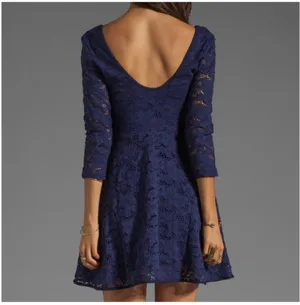 Free People Blue Rose Fit N Flare Garden Lace Mini dress Sz M thumbnail 3