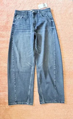 Zara High Rise Wide Leg Barrel Jeans Medium Wash NWT Size M US 28 thumbnail 1