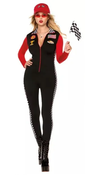 Race Car Driver halloween Costume cosplay long sleeve one piece jump suit med thumbnail 1