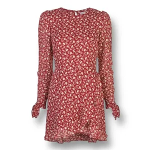 Reformation Lucita Red Floral Wrap Mini Dress Long Sleeve Autumn Wedding Gues‎ thumbnail 8