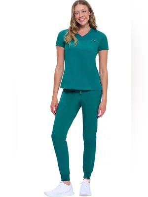 Natural Uniforms Womens Cool Stretch Modern Top Yoga Jogger Scrubs Green XS set thumbnail 5