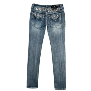 Miss Me Y2K Skinny Embellished Medium Wash Saddle Stitch Low Rise Jeans‎ Size 27 thumbnail 3