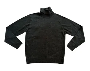 LL Bean Turtleneck Sweater Womens M Black Gray Excellent Merino Wool Vintage thumbnail 1