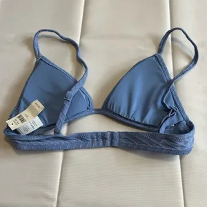 NWT Aerie Blue Textured Ribbed Triangle Padded Bikini Top Size XS thumbnail 2