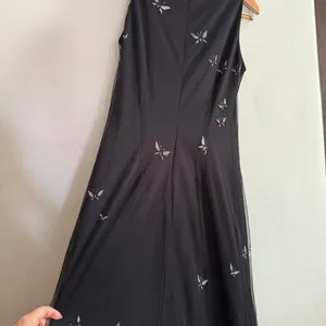 VIRGO 2 90s Vintage Y2K Vintage Black Mesh gown with Sparkly Butterflies Size 8 thumbnail 6