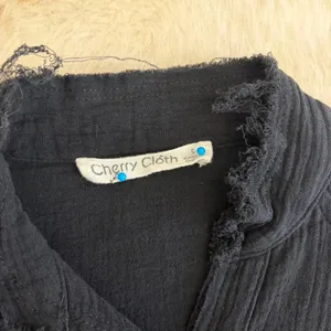 Cherry Cloth Black Cotton Gauze Frayed Button Down Shirt Top Small thumbnail 4