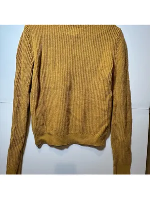 Abercrombie & Fitch Mustard Yellow Ribbed Crewneck Sweater with Button Detail thumbnail 5