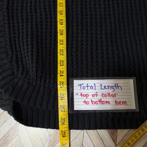J.Crew Black Turtleneck Button Chunky Knit Poncho Sweater XS Roll‎ Neck Cotton thumbnail 8