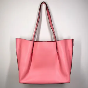 Michael Kors Emilia Large Pebbled Leather Tote Bag Grapefruit Pink Buckle Accent thumbnail 5