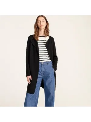 J Crew Juliette Collarless Cardigan Sweater Cardigan Blazer in Black‎ Size L thumbnail 2