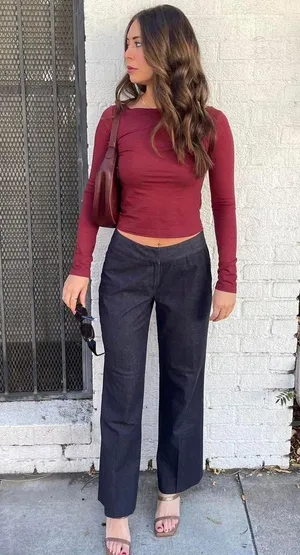 Jones New York Navy blue low-rise wide-leg trousers with a flattering fit size 4 thumbnail 1