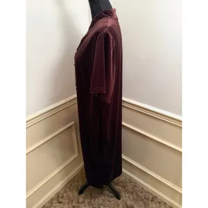 Vintage Caroline Wells II Brown Velvet Mandarin Collar Dress Button Front Midi thumbnail 6