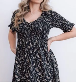 Baltic Born Lotta Black Floral Smocked Dress XS thumbnail 3