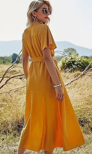 Simply Dresses Mustard Yellow Casual Short Sleeve Summer Dress thumbnail 4