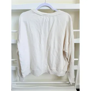 Maeve Anthropologie White Embellished Jeweled Neckline Cotton Sweatshirt Large thumbnail 4