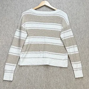 Abercrombie‎ & Fitch Striped Knit Sweater Tan White Small Crew Neck Long Sleeve thumbnail 2