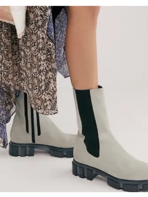 Free People Gray and Black Chelsea Boots Lug Sole thumbnail 1