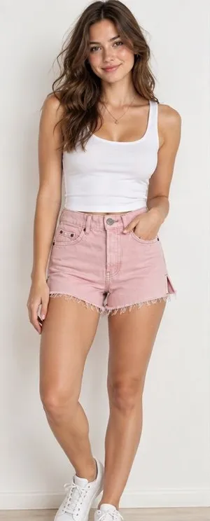 Zara Dusty Pink Frayed Denim Shorts size 0 thumbnail 1