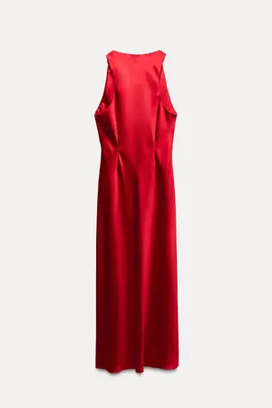 Zara dress Maxi Red satin Lingerie Fitted wedding Party thumbnail 10